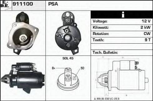 EDR 911100 - Стартер autosila-amz.com