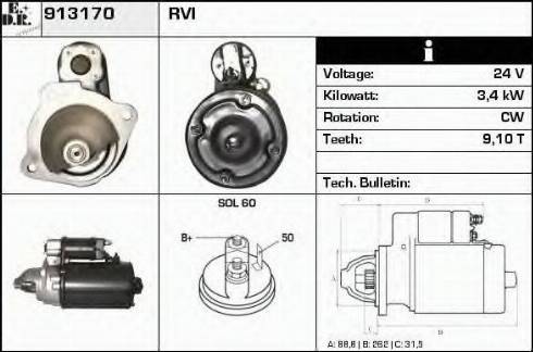 EDR 913170 - Стартер autosila-amz.com