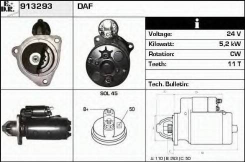 EDR 913293 - Стартер autosila-amz.com