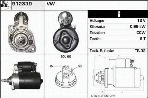 EDR 912330 - Стартер autosila-amz.com