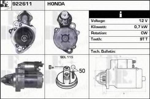 EDR 922611 - Стартер autosila-amz.com