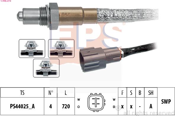 EPS 1.998.274 - Датчик кислород. autosila-amz.com