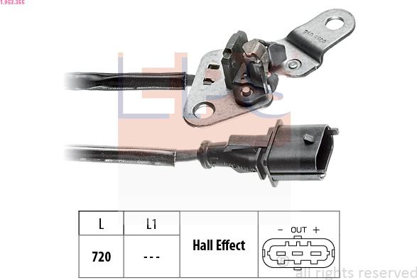 EPS 1.953.355 - датчик положения коленвала!\ Fiat Punto/Bravo/Brava, Opel Vectra C 1.9JTD/CDTi 97> autosila-amz.com