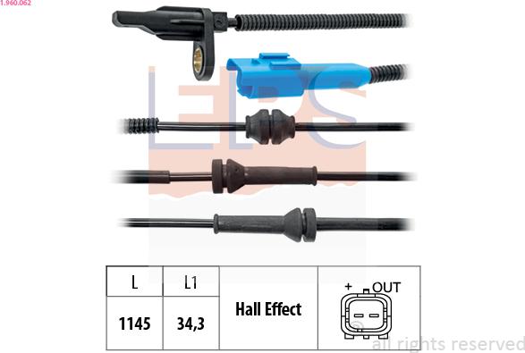 EPS 1.960.062 - Датчик ABS, частота вращения колеса autosila-amz.com