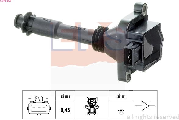 EPS 1.970.314 - Катушка зажигания autosila-amz.com