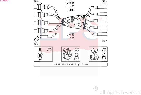 EPS 1.500.491 - Комплект проводов зажигания autosila-amz.com