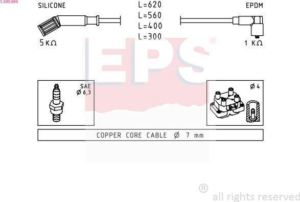 EPS 1.500.694 - Комплект проводов зажигания autosila-amz.com