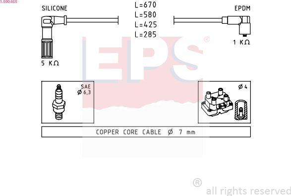 EPS 1.500.655 - Комплект проводов зажигания autosila-amz.com
