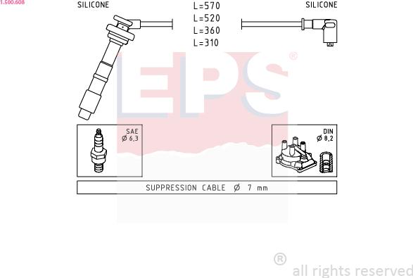 EPS 1.500.608 - Комплект проводов зажигания autosila-amz.com