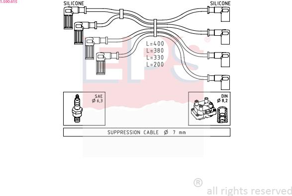 EPS 1.500.615 - Комплект проводов зажигания autosila-amz.com