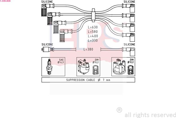 EPS 1.500.808 - Комплект проводов зажигания autosila-amz.com