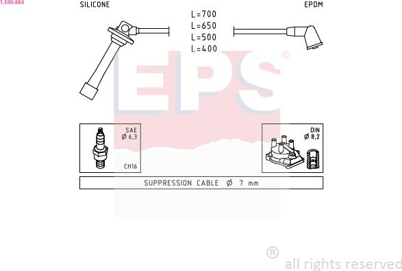 EPS 1.500.884 - Комплект проводов зажигания autosila-amz.com