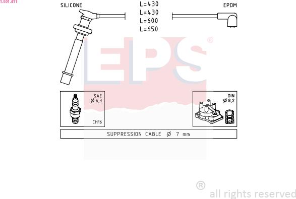 EPS 1.501.411 - Комплект проводов зажигания autosila-amz.com