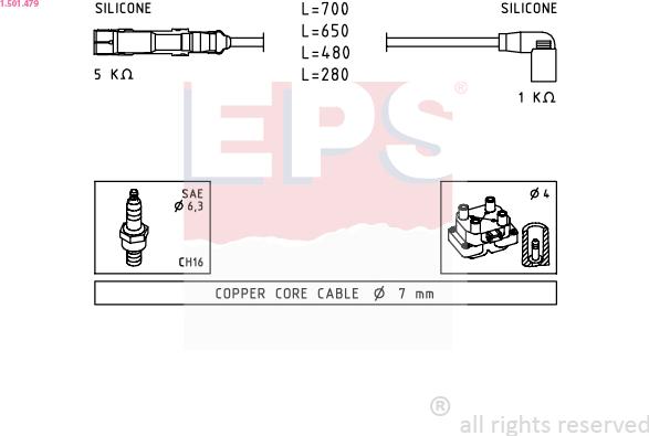 EPS 1.501.479 - полный комплект высоковольтных  проводов autosila-amz.com