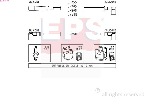EPS 1.501.140 - Комплект проводов зажигания autosila-amz.com