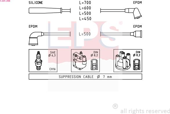 EPS 1.501.398 - Комплект проводов зажигания autosila-amz.com