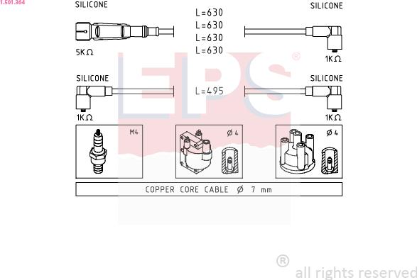 EPS 1.501.364 - Комплект проводов зажигания autosila-amz.com