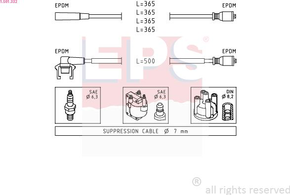 EPS 1.501.332 - Комплект проводов зажигания autosila-amz.com