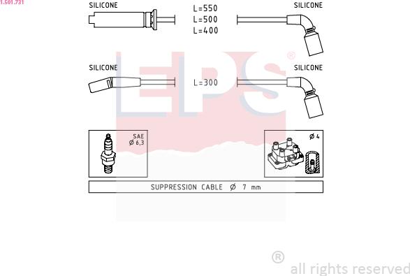 EPS 1.501.731 - Комплект проводов зажигания autosila-amz.com