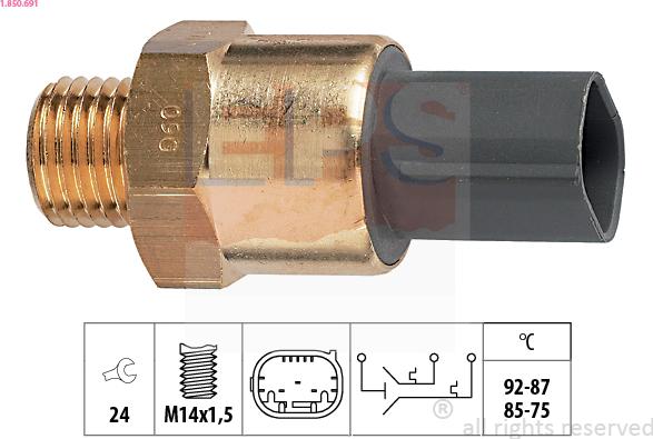 EPS 1.850.691 - Термовыключатель, вентилятор радиатора / кондиционера autosila-amz.com