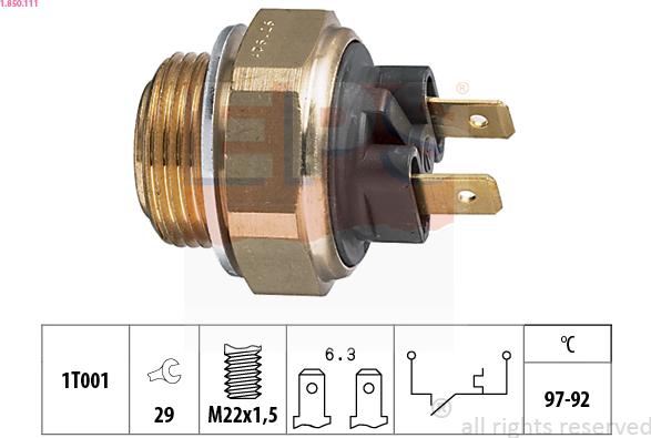 EPS 1.850.111 - Термовыключатель, вентилятор радиатора / кондиционера autosila-amz.com