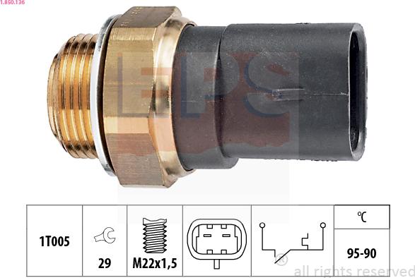 EPS 1.850.136 - Термовыключатель, вентилятор радиатора / кондиционера autosila-amz.com