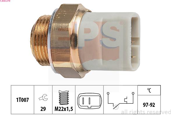EPS 1.850.279 - Термовыключатель, вентилятор радиатора / кондиционера autosila-amz.com
