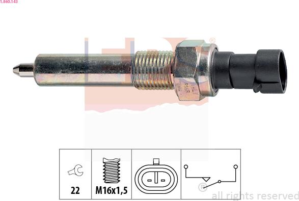 EPS 1.860.143 - Датчик, переключатель, фара заднего хода autosila-amz.com