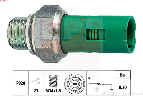 EPS 1.800.131 - Датчик лампы давления масла (0,2 бара), разъем круглой формы Megane-I, Symbol-I autosila-amz.com