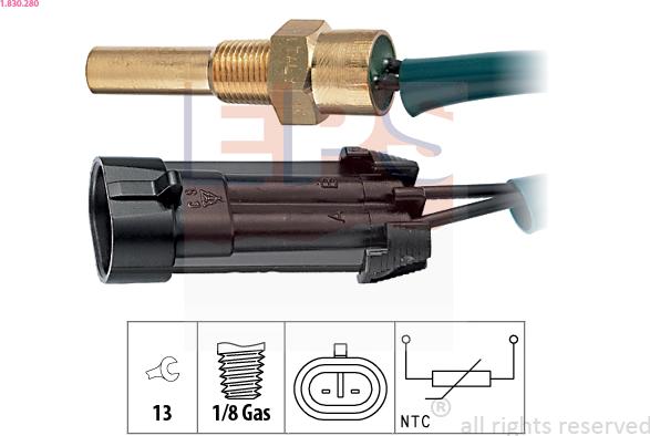 EPS 1.830.280 - Датчик, температура охлаждающей жидкости autosila-amz.com