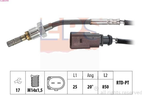 EPS 1.220.319 - Датчик, температура выхлопных газов autosila-amz.com