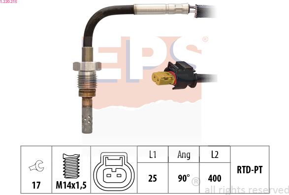 EPS 1.220.215 - Датчик, температура выхлопных газов autosila-amz.com