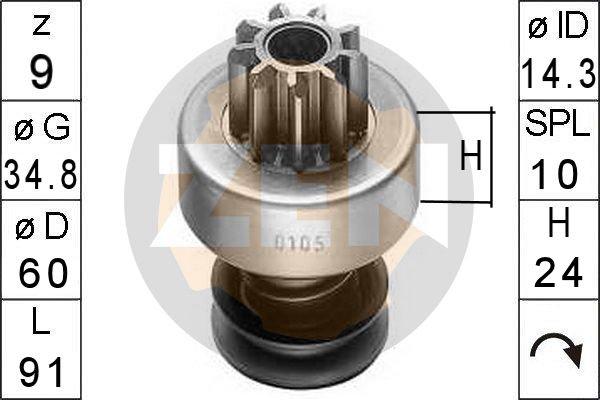 ERA ZN0105 - Ведущая шестерня, бендикс, стартер autosila-amz.com