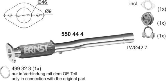 ERNST 550444 - Гофрированная труба, выхлопная система autosila-amz.com