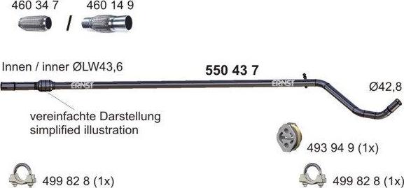 ERNST 550437 - Труба выхлопного газа autosila-amz.com