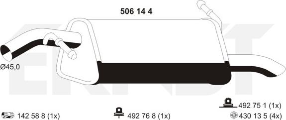 ERNST 506144 - Глушитель выхлопных газов, конечный autosila-amz.com