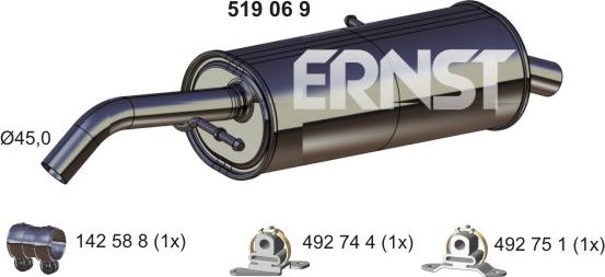 ERNST 519069 - Глушитель выхлопных газов, конечный autosila-amz.com