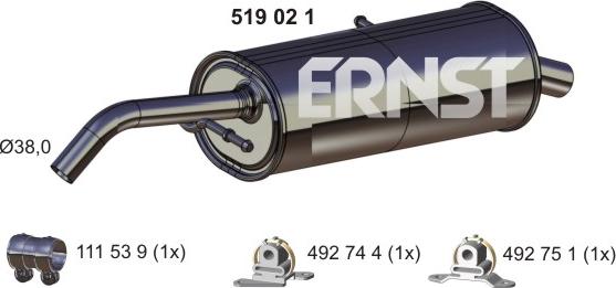 ERNST 519021 - Глушитель выхлопных газов, конечный autosila-amz.com