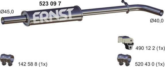 ERNST 523097 - Средний глушитель выхлопных газов autosila-amz.com