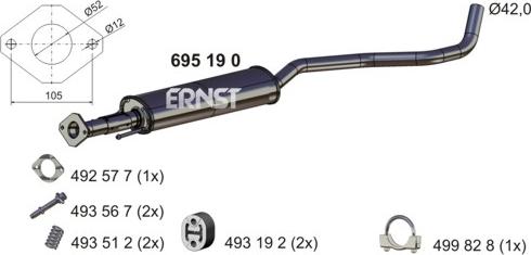 ERNST 695190 - Средний глушитель выхлопных газов autosila-amz.com