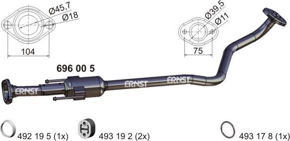 ERNST 696005 - Средний глушитель выхлопных газов autosila-amz.com