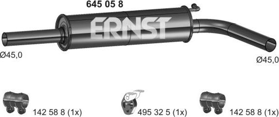 ERNST 645058 - Средний глушитель выхлопных газов autosila-amz.com