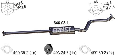 ERNST 646031 - Средний глушитель выхлопных газов autosila-amz.com