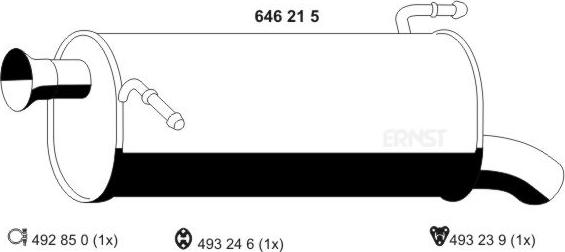 ERNST 646215 - Глушитель выхлопных газов, конечный autosila-amz.com