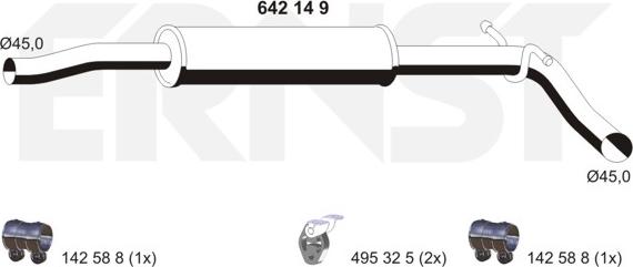 ERNST 642149 - Средний глушитель выхлопных газов autosila-amz.com