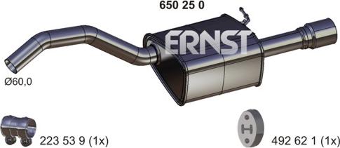 ERNST 650250 - Глушитель выхлопных газов, конечный autosila-amz.com