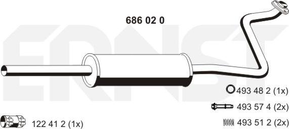ERNST 686020 - Средний глушитель выхлопных газов autosila-amz.com