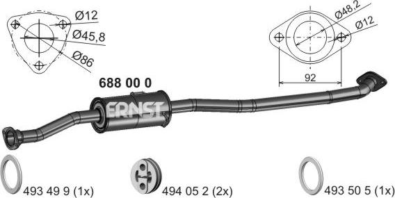 ERNST 688000 - Средний глушитель выхлопных газов autosila-amz.com
