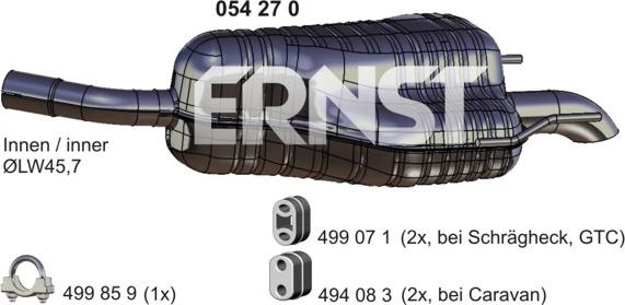 ERNST 054270 - Глушитель выхлопных газов, конечный autosila-amz.com