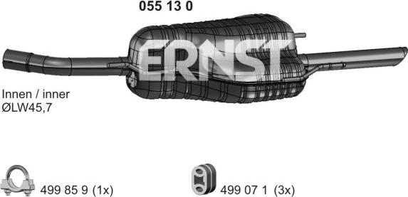 ERNST 055130 - Глушитель выхлопных газов, конечный autosila-amz.com